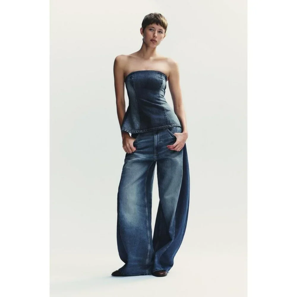 ZARA TRF OVERSIZE BALLOON HIGH-WAIST JEANS - Picture 2 of 9